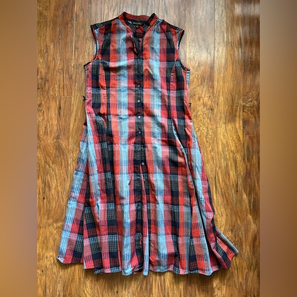 Brooks Brothers Dresses & Skirts - Brooks Brothers Red and Blue Plaid Midi Dress Cap Sleeveless Seersucker Size 8